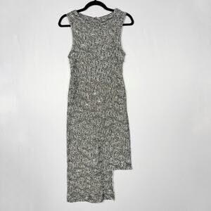 Free People XSmall XS Gray Cora Asymmetrical Jacquard Sweater Dress Cowl Neck